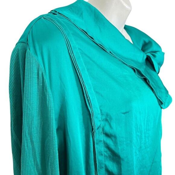 INC International Concepts Satin Long Sleeve Moto Jacket Asymmetrical Green 2X - Picture 4 of 16